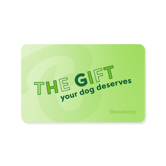 Benebone gift card image with text "The Gift your dog deserves"