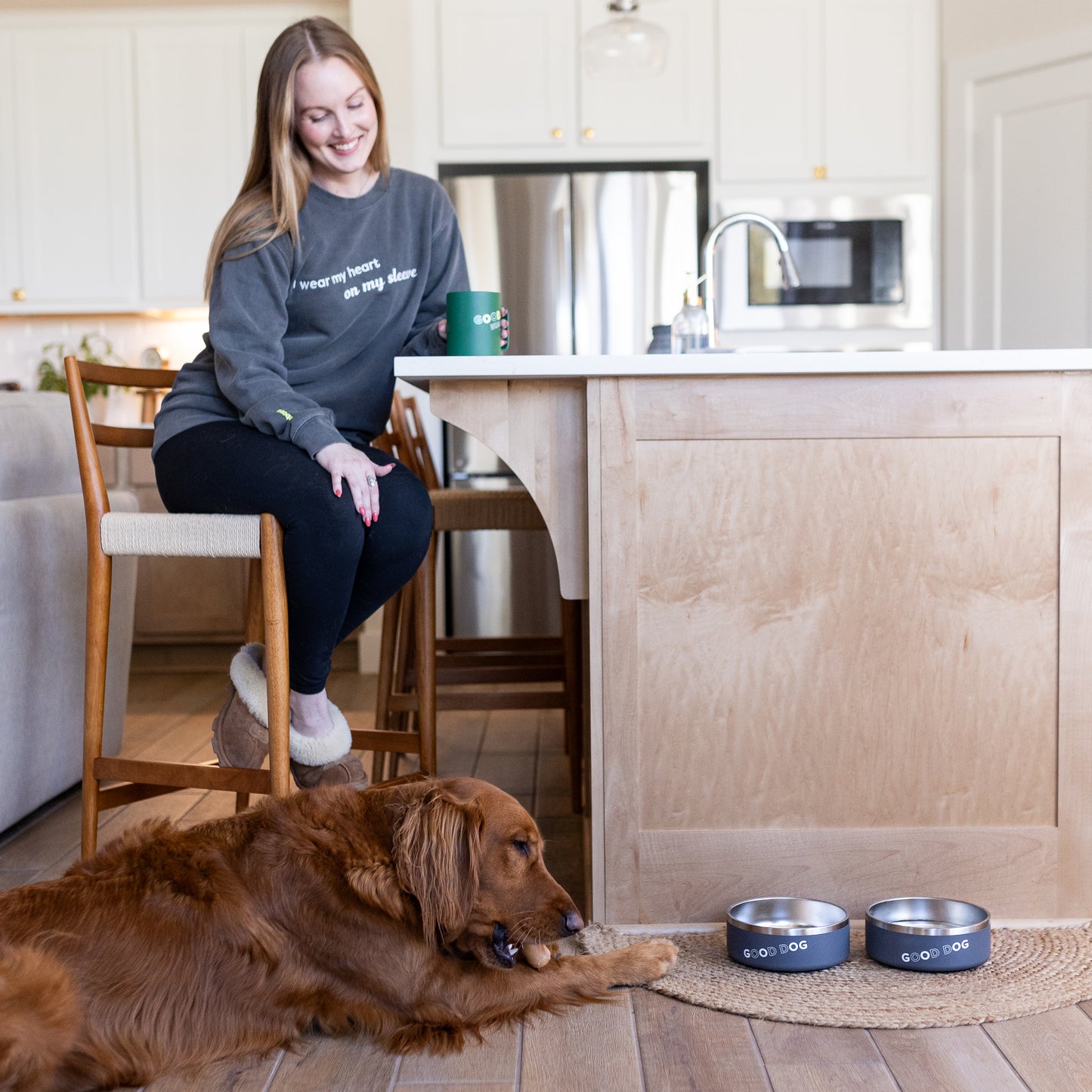 Women and dog with Benebone