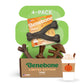 Open Benebone Limited Edition Chew Collection (4-Pack) box with four durable dog chews in assorted shapes and pumpkin spice flavor. A pumpkin spice drink is illustrated beside the box. Text reads 4-Pack and pumpkin spice.
