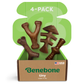 A green and brown Benebone box labeled "Classic Chew Collection (4-Pack)" shows four uniquely shaped brown chew toys for dogs under 15 lbs. The open box displays the toys upright and includes a USA label.