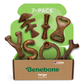 A green box labeled “Benebone Complete Chew Collection (7-Pack)” displays seven durable dog chews in assorted shapes and textures, features a small USA flag, and highlights Benebone branding.