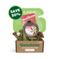 An open box of Benebone's Limited Edition Chew Collection (4-Pack) reveals three brown bone-shaped durable dog chews and a peppermint-flavored chew ring. A green sticker on the box displays "SAVE 50%.