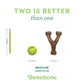 Compare a 7.5 in pencil, a 2.6 x 2.6 in green ball toy, and the Benebone Chew & Fetch Duo (5 x 6.8 in)—a bacon-flavored, durable dog chew toy for medium dogs under 60 lbs. Two is better than one from Benebone!.