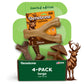 Unbox the Benebone Limited Edition Venison Chew Collection (4-Pack), featuring four large, durable dog chew toys—including a venison-flavored Benebone. The green box showcases a deer illustration, “limited edition” text, and a label stating “4-PACK large under 90 lbs” with a USA flag icon.