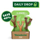 A Benebone Wishbone Trio (3-Pack) for large dogs is displayed in an open box with three durable chew toys in assorted browns. A green “Save 40%” badge and “Daily Drop” banner appear above the product.
