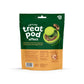 A green and orange bag of Benebone Treat Pod for Tongue Twister, labeled "treat pod effect," featuring peanut-shaped treats and a green treat pod on the front. Ideal for use with interactive dog toys, the packaging provides feeding guidelines and nutritional information to help support your dog's mental stimulation during playtime.