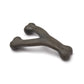A dark gray, Y-shaped Benebone Pumpkin Spice Wishbone dog chew toy with the brand name embossed on one arm, shown on a white background.