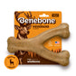 The Benebone Venison Wishbone is a durable, wishbone-shaped dog toy flavored with venison. It comes in orange packaging decorated with a deer illustration, limited edition labels, and icons that highlight its durability and USA-made quality.