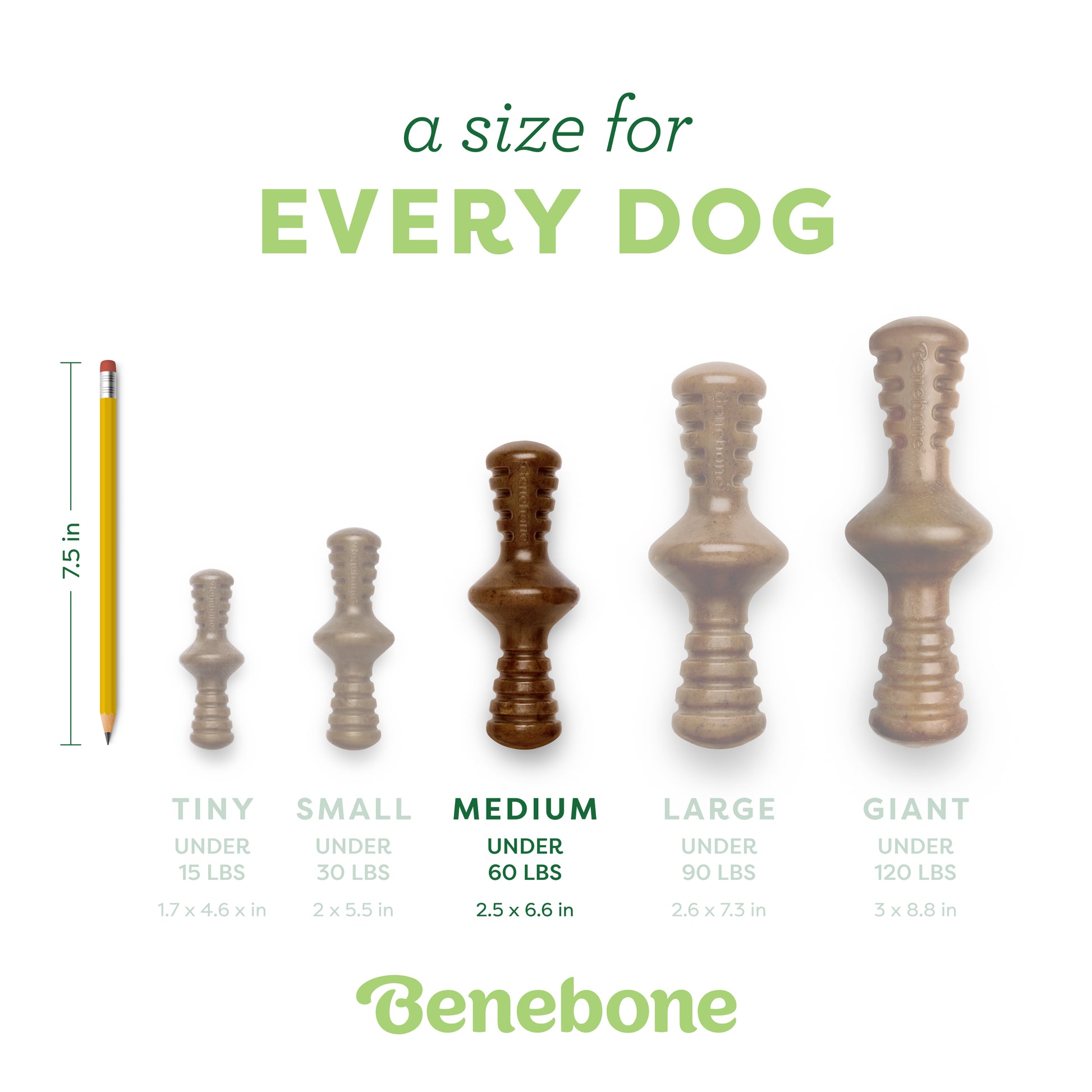 A size for every dog. Size guide: medium zaggler, under 60 lbs. 